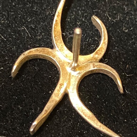 1" x .75" Sterling Silver 925 Star Figure Modern Earrings - Picture 6 of 7